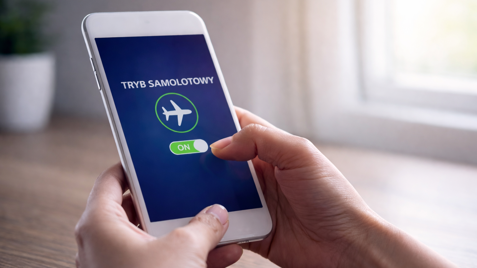 Brak mobilnego internetu w smartfonie – włączony tryb samolotowy na ekranie telefonu