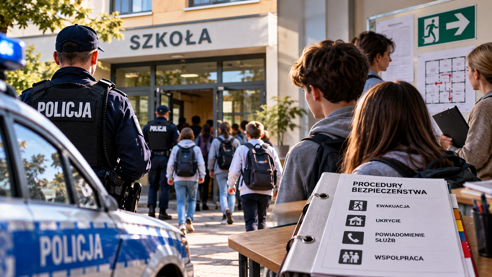 Policja pilnowała szkół. Ale czy uczniowie wiedzą, co zrobić podczas ataku?